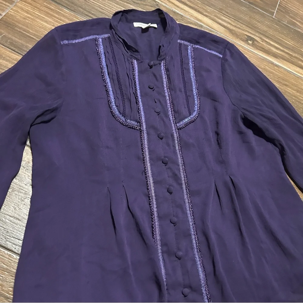 Coldwater Creek Women’s Blouse Medium 10-12 Purple Long Sleeve‎